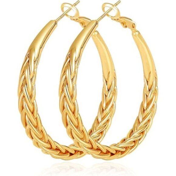 Chunky Hoop Earrings: Gold Plated or Sterling Silver, 25  Gold Hypoallergenic Silver Post Hoop Earrings Thick Twisted Large 30MM